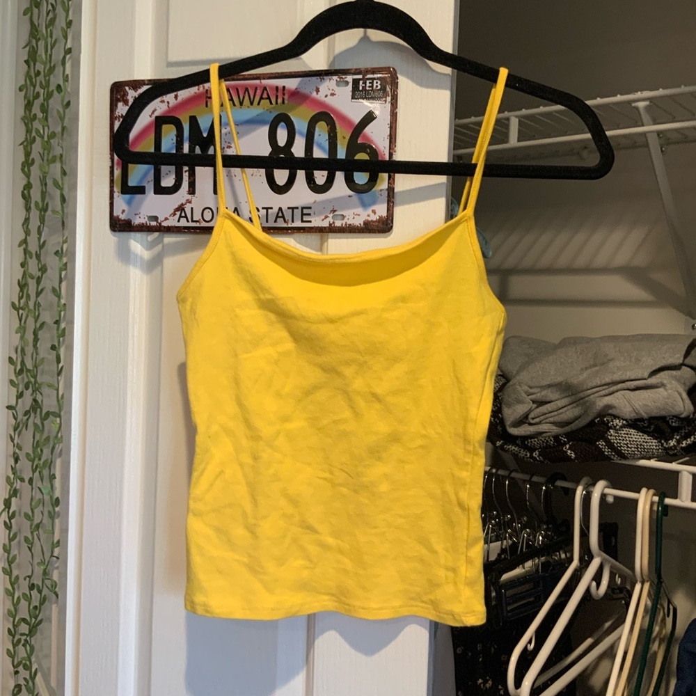 GARAGE YELLOW HIGH NECK TANK TOP WORN ONE TIME NEW CLEAN SIZE MEDIUM FITS S & L